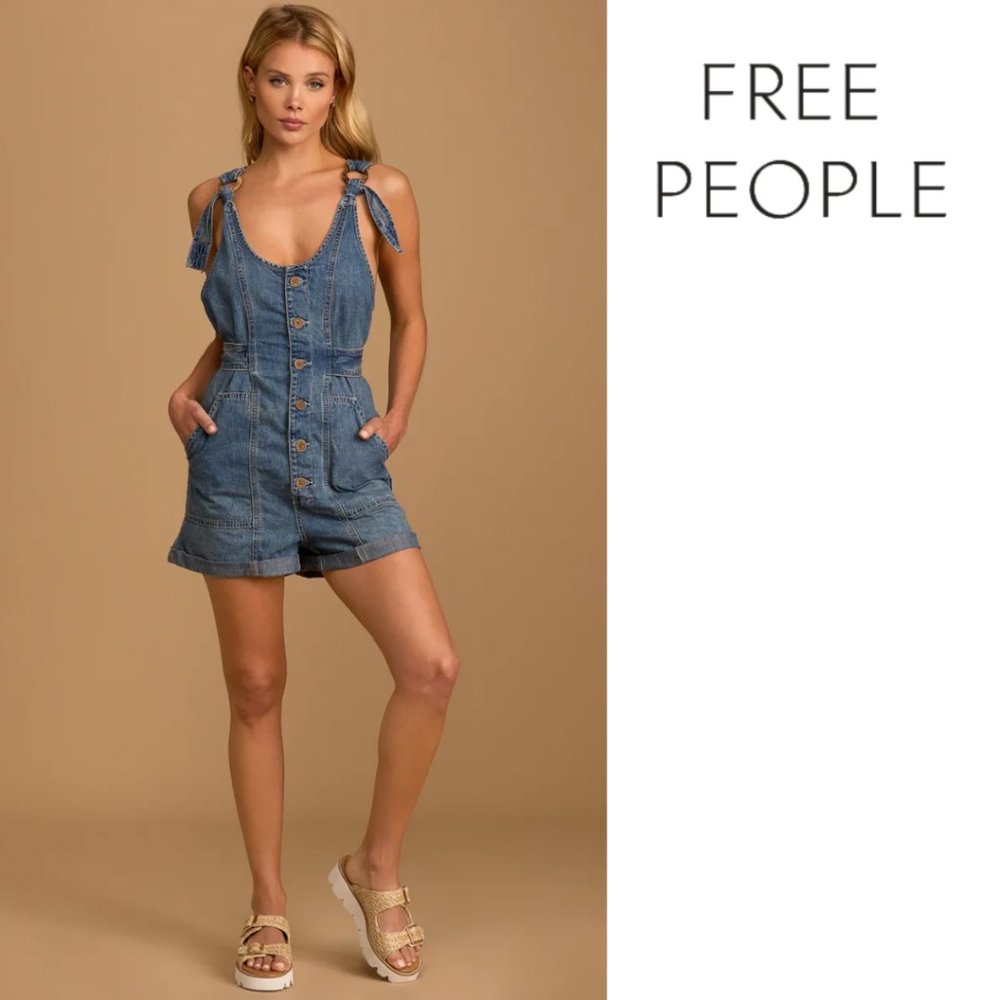 Free People Memphis Denim Romper / Shortall
